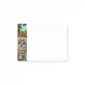Vintage Cat and Christmas Tree Post-it Notes