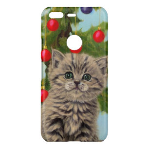 Vintage Cat and Christmas Tree Uncommon Google Pixel Case