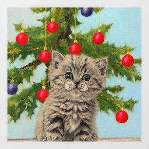 Vintage Cat and Christmas Tree Window Cling
