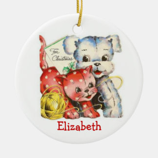 Vintage Cat and Dog Toys Christmas Ornament