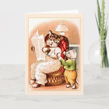 Vintage Cat And Kitten Note Card by RetroMagicShop at Zazzle