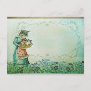 Vintage Cat and Kittens, Postcard