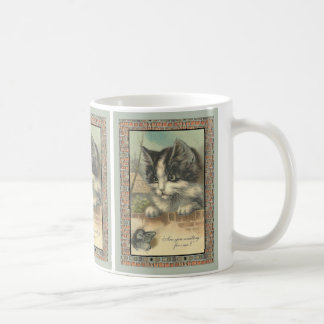 Vintage cat and mouse "waiting for me?" coffee mug
