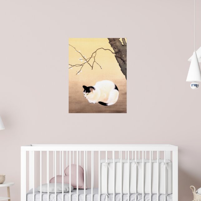 Vintage Cat and Plum Blossoms - Hishida Shunso Poster (Nursery 2)