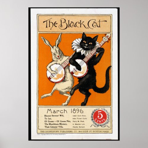 Vintage Cat and Rabbit Poster