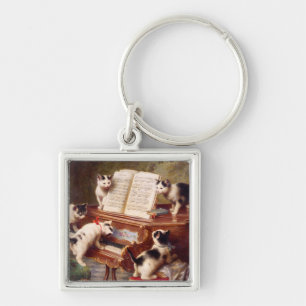 Vintage Cat Art:  Kittens' Recital Keychain
