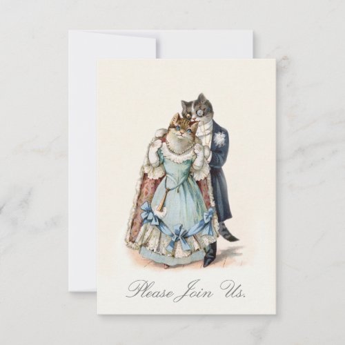 Vintage Cat Art Wedding Anniversary Invite