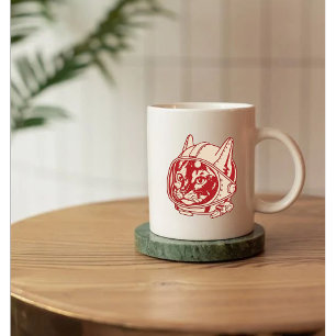 Vintage cat astronaut coffee mug