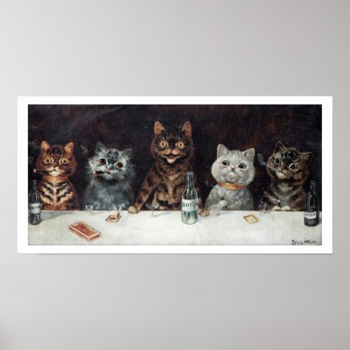 Vintage Cat Bachelor Party by Louis Wain Poster