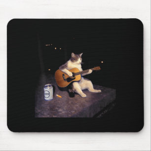 Vintage cat beer funny cat drinking beer guitar ca mouse pad