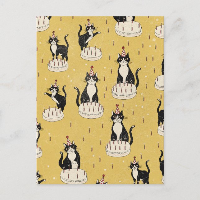 Vintage Cat Birthday  Postcard (Front)