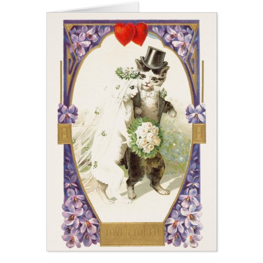 Vintage Cat Bride And Groom Wedding Card Zazzle Com
