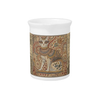 Vintage Cat, Cat Motif Art , Ancient Greece Style, Beverage Pitcher