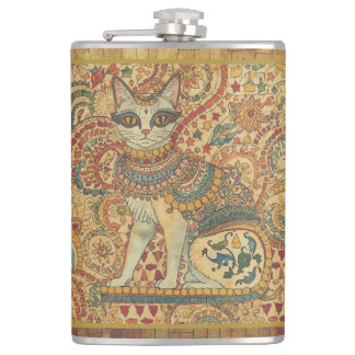 Vintage Cat, Cat Motif Art , Ancient Greece Style, Flask