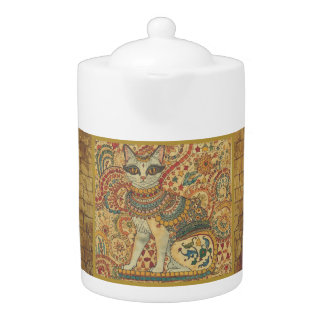 Vintage Cat, Cat Motif Art , Ancient Greece Style, Teapot