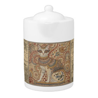 Vintage Cat, Cat Motif Art , Ancient Greece Style, Teapot