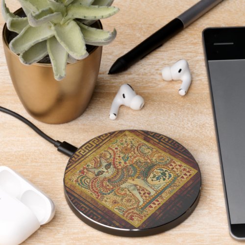 Vintage Cat, Cat Motif Art , Ancient Greece Style, Wireless Charger