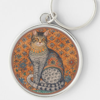 Vintage Cat, Cat Motif Art , Classic Keychain