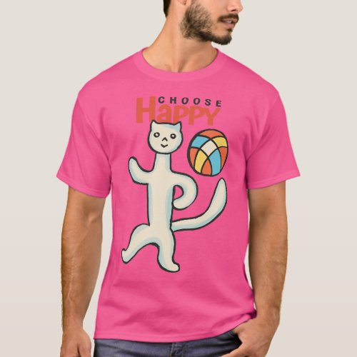 Vintage Cat Choose to be Happy T_Shirt