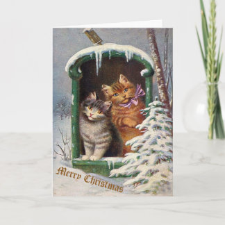 Vintage Cat Christmas Card