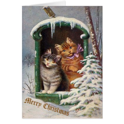 Vintage Cat Christmas Card