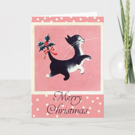 Vintage Cat Christmas Card | Zazzle.com