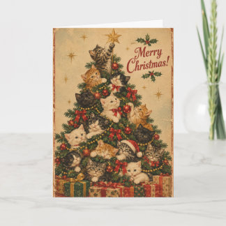 Vintage Cat Christmas Card | Purr-fectly Wonderful