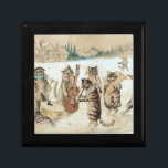 Vintage Cat Christmas Carol Louis Wain Art Gift Box<br><div class="desc">Carol Singing,  watercolor art by Louis William Wain. 
Vintage Winter Scene - Anthropomorphized Cats Playing instruments On Snow</div>