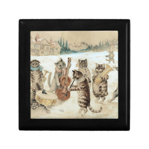 Vintage Cat Christmas Carol Louis Wain Art Gift Box