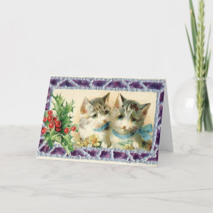 Vintage Cat Christmas Greeting / Note Card