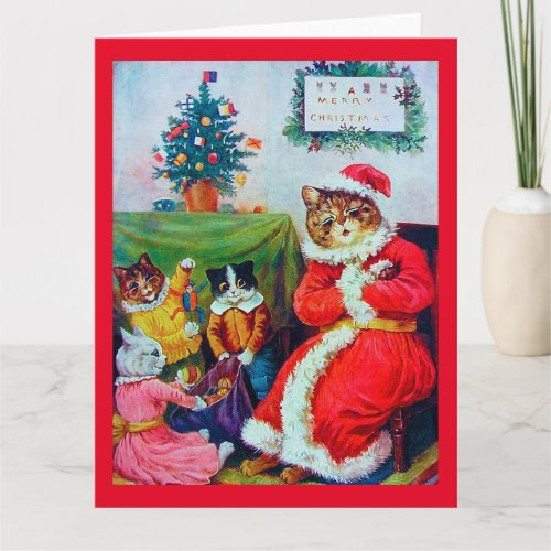 Vintage Cat Christmas Louis Wain Card