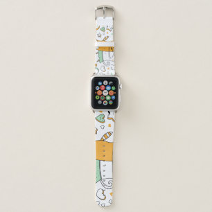 Vintage cat couple: seamless icons. apple watch band
