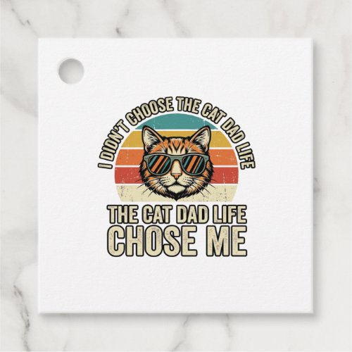 Vintage Cat Dad Life Chose Me T-Shirt Design_1 Favor Tags