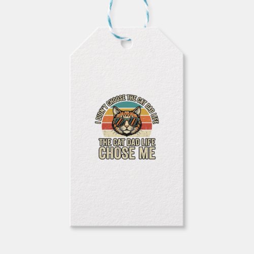 Vintage Cat Dad Life Chose Me T-Shirt Design_1 Gift Tags