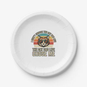 Vintage Cat Dad Life Chose Me T-Shirt Design_1 Paper Plates