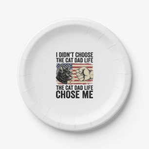 Vintage Cat Dad Life Patriotic Vector Shirt Design Paper Plates