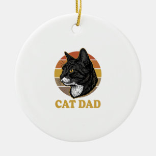 Vintage Cat Dad Retro Cat Lover Shirt Design_1 Ceramic Ornament