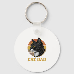 Vintage Cat Dad Retro Cat Lover Shirt Design_1 Keychain
