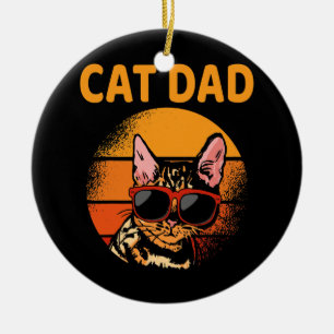 Vintage Cat Dad Retro Style Father's Day Men Cat Ceramic Ornament