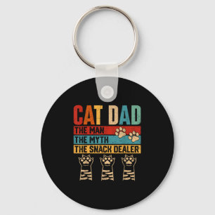 Vintage Cat Dad The Man Myth Snack Er Funny Father Keychain