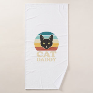 Vintage Cat Daddy Black Cat Retro Sunset Shirt Des Bath Towel