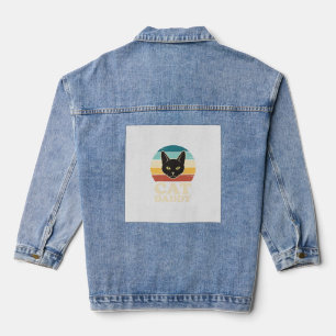 Vintage Cat Daddy Black Cat Retro Sunset Shirt Des Denim Jacket