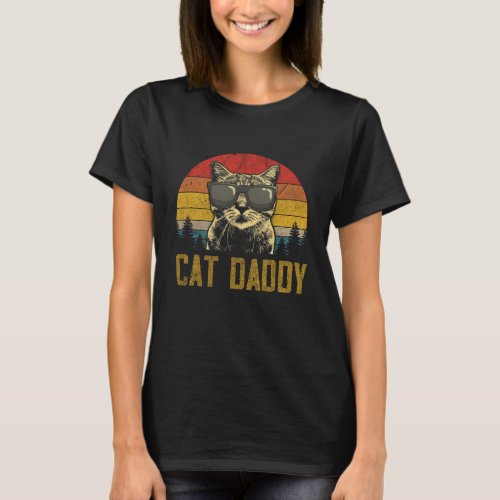 Vintage Cat Daddy Fathers Day Funny Cat Lover T_Shirt