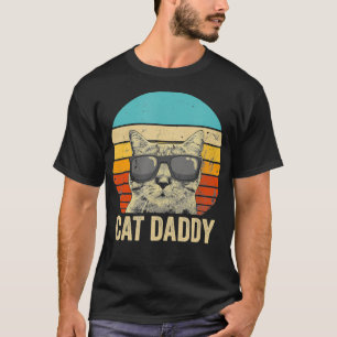 Vintage Cat Daddy  Funny Cat Lover Gift Cat Dad Fa T-Shirt