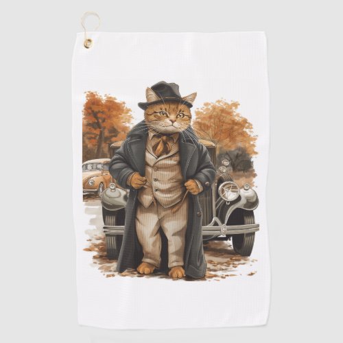 Vintage Cat Elegance Golf Towel