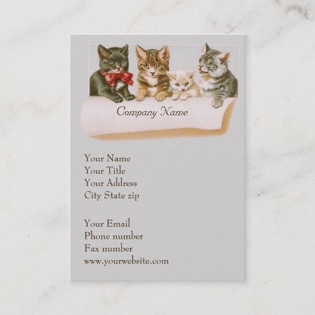 Vintage Cat Family Business Card (Front)