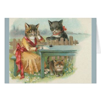 Vintage Cat Family Note Card by RetroMagicShop at Zazzle