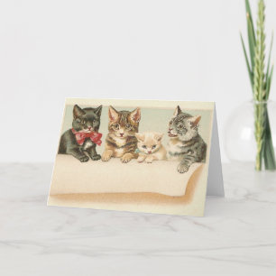 Vintage Cat Family Portrait Note Card