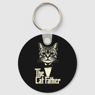 Vintage cat father dad life cat dad happy father's keychain