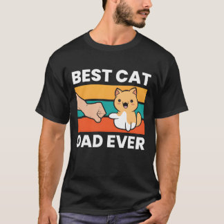 Vintage Cat Father Funny Best Cat Dad Ever family T-Shirt